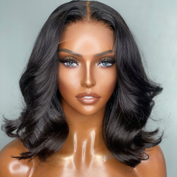 Blunt Cut Bob Lace Front Wigs,Indian Remy Human Hair Silky Straight, Super  Thin Transparent HD Lace [Pre-bleached knots , Pre-plucked hairline