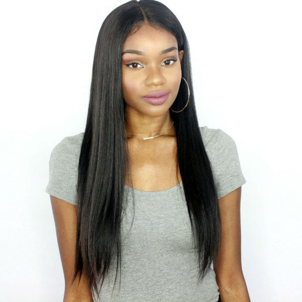 Yaki Straight Indian Remy Hair Improved 360°anatomic Lace Wigs 150 Thick Density Pre Plucked
