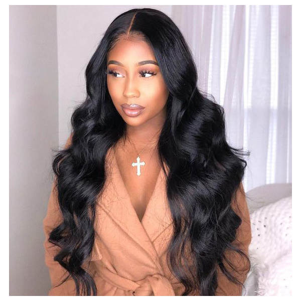 16 Inch Short Wave Human Hair Wig Full Lace Body Wave Wig Side Part Pre  Plucked