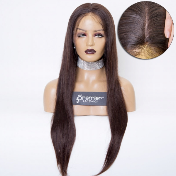 Silk Top Full Lace Wigs Natural Brown Color Grade A European Ponytail Virgin Human Hair Premierlacewigs