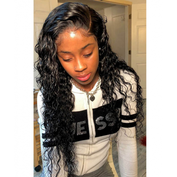 Taylor-- Invisible Single Knots 13×6 HD Lace Front Wigs, Chinese Virgin  Human Hair Wet Wavy, Pre-bleached Knots