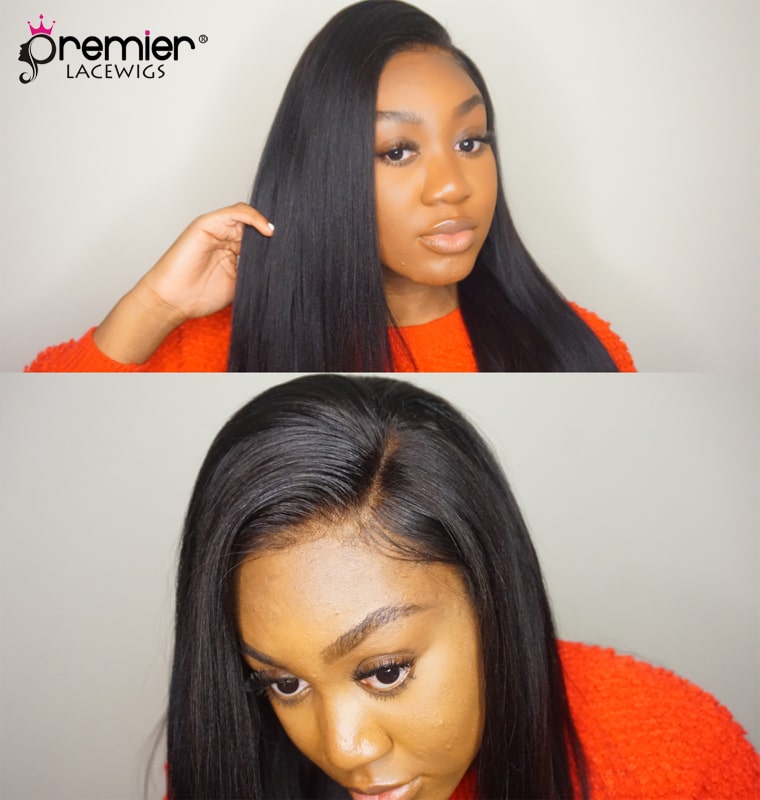 NEW Fitted Glueless 360 HD Lace Wig Yaki Straight With Invisible Band  [HLW03]